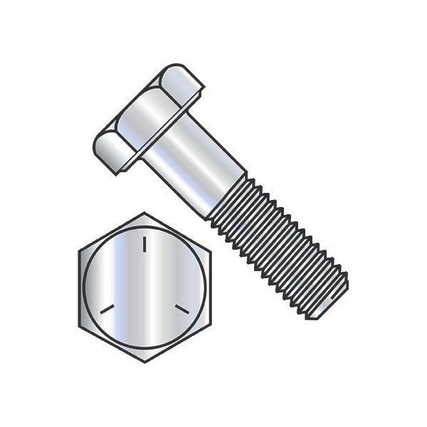 Grade 5, 1-1/4"-12 Hex Head Cap Screw, Zinc Plated Steel, 5 in L